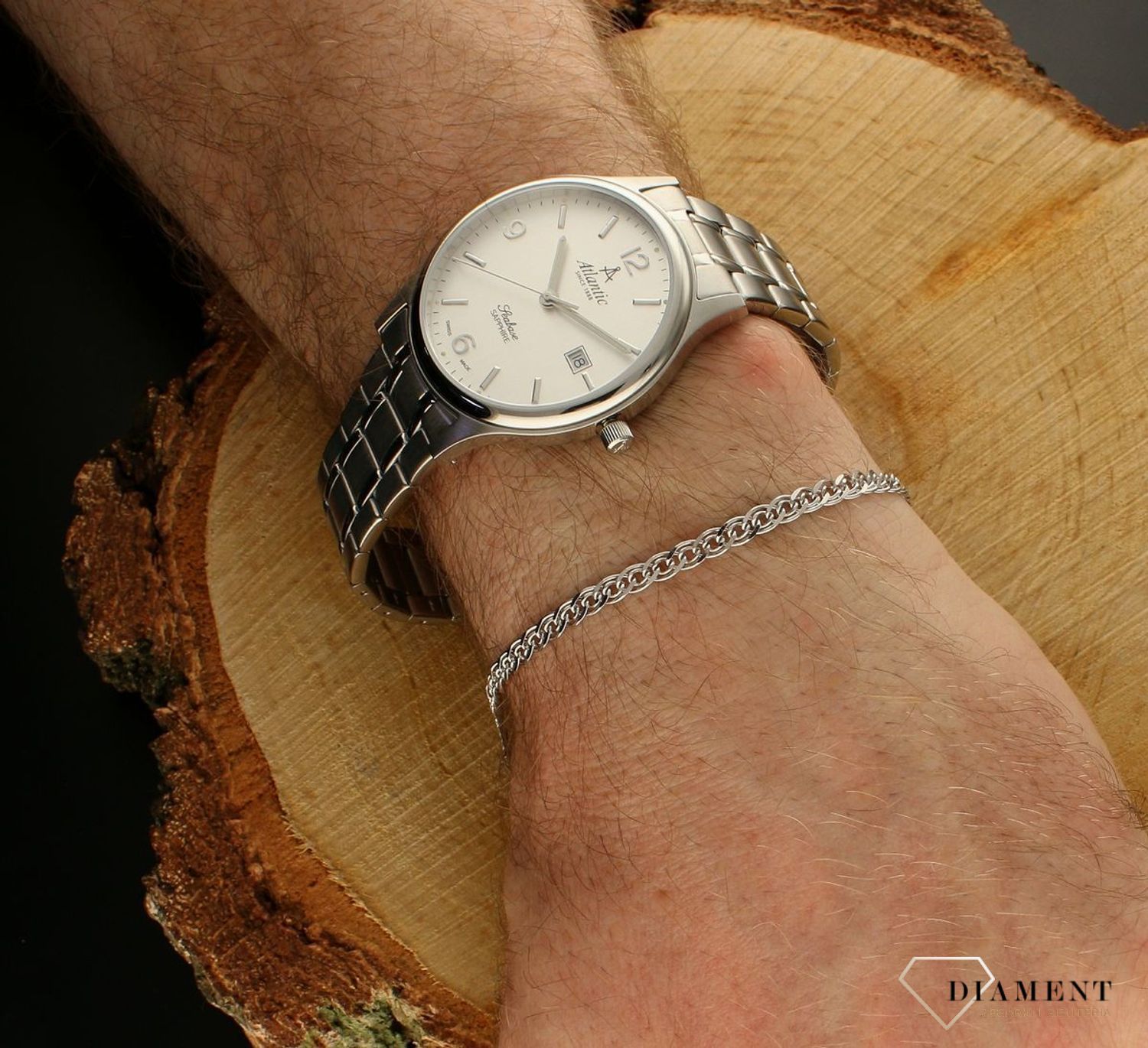 Srebrna bransoletka 925 mona lisa 5 mm rodowana DIA-BRA-759687R-80-925 5mm. Rodowana bransoletka wykonana jest z najwyższej próby srebra 925 o splocie mona lisa. Bransoletka srebrna mona lisa o wadze 6,30 gram, długości 21 cm oraz sz (1).jpg